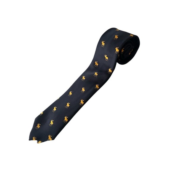 Abercrombie Men's Dark Navy Tie with Deer Pattern - Picture 2 of 5